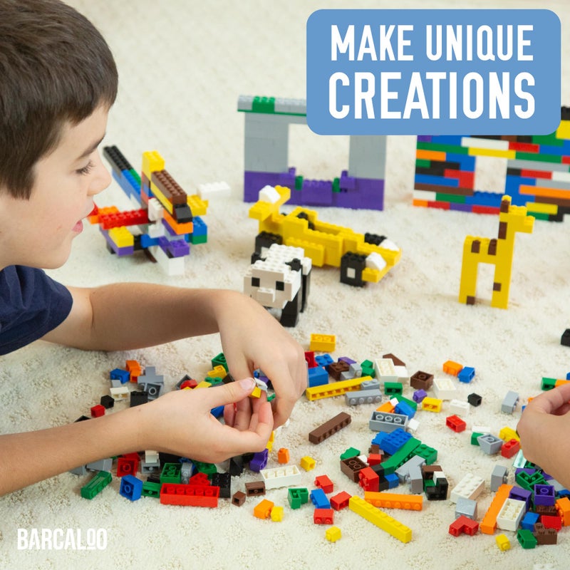 Barcaloo 1000 Piece Building Bricks Play Set  10 Classic Colors Bulk Building Blocks  Generic Brick Building Parts  for Boys and Girls  Assorted Tub Classic Colors - Image 4