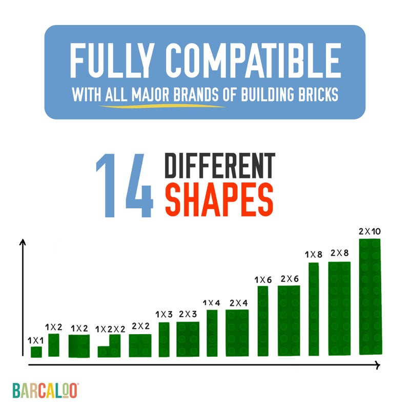 Barcaloo 1000 Piece Building Bricks Play Set  10 Classic Colors Bulk Building Blocks  Generic Brick Building Parts  for Boys and Girls  Assorted Tub Classic Colors - Image 2