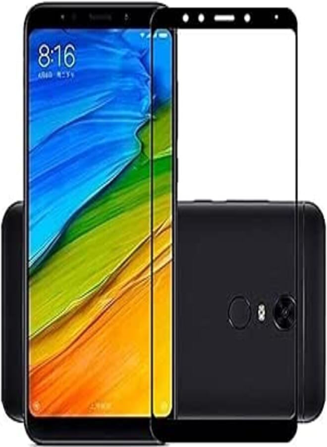 واقي شاشة 5D زجاج منحني - لاصق كامل يغطي الشاشة بالكامل لهاتف Xiaomi Redmi 5 Plus - أسود