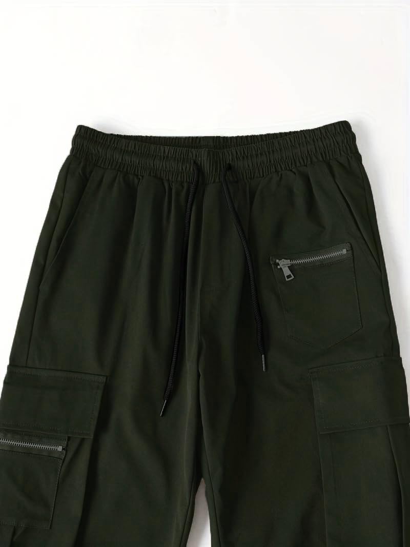 TAGDO Men's Casual Techwear Drawstring Cargo Pants Hiphop Baggy Pants (RF-Cargo-2024-Olive-32) - Image 2