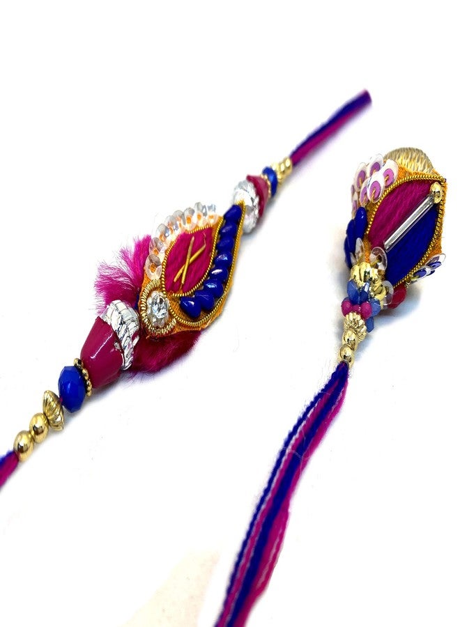أسينشين ascension ® Designer Kundan Meena Bhaiya bhabhi Rakhi Raksha Bandhan مصمم الهدايا Rakhi for Bhaiya Brother Sister in law Bhabhi Lumba Rakhi مع Bhagavad Gita & Roli Tilak Pack - Image 4