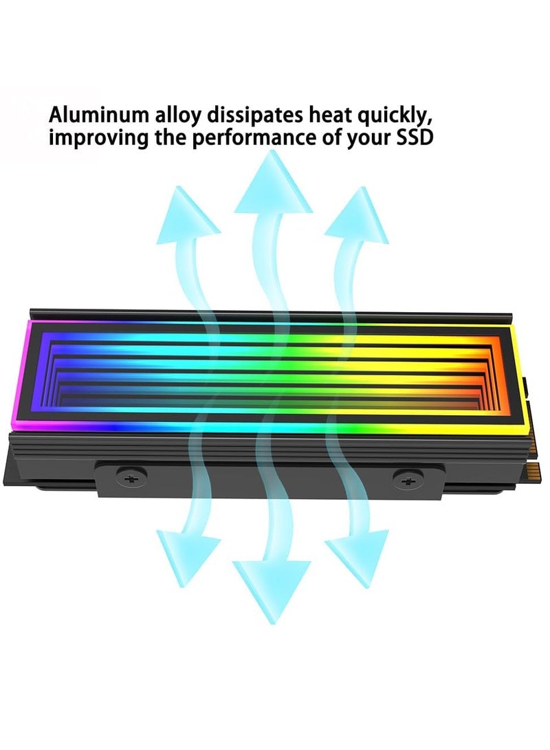 SYOSI ARGB M.2 Heatsink SSD Heat Sink with Thermal Pads, Aluminum 2280 M2 5V 3Pin Addressable RGB Sync NVME Heatsink for M.2 2280 Nvme SSD - Image 2