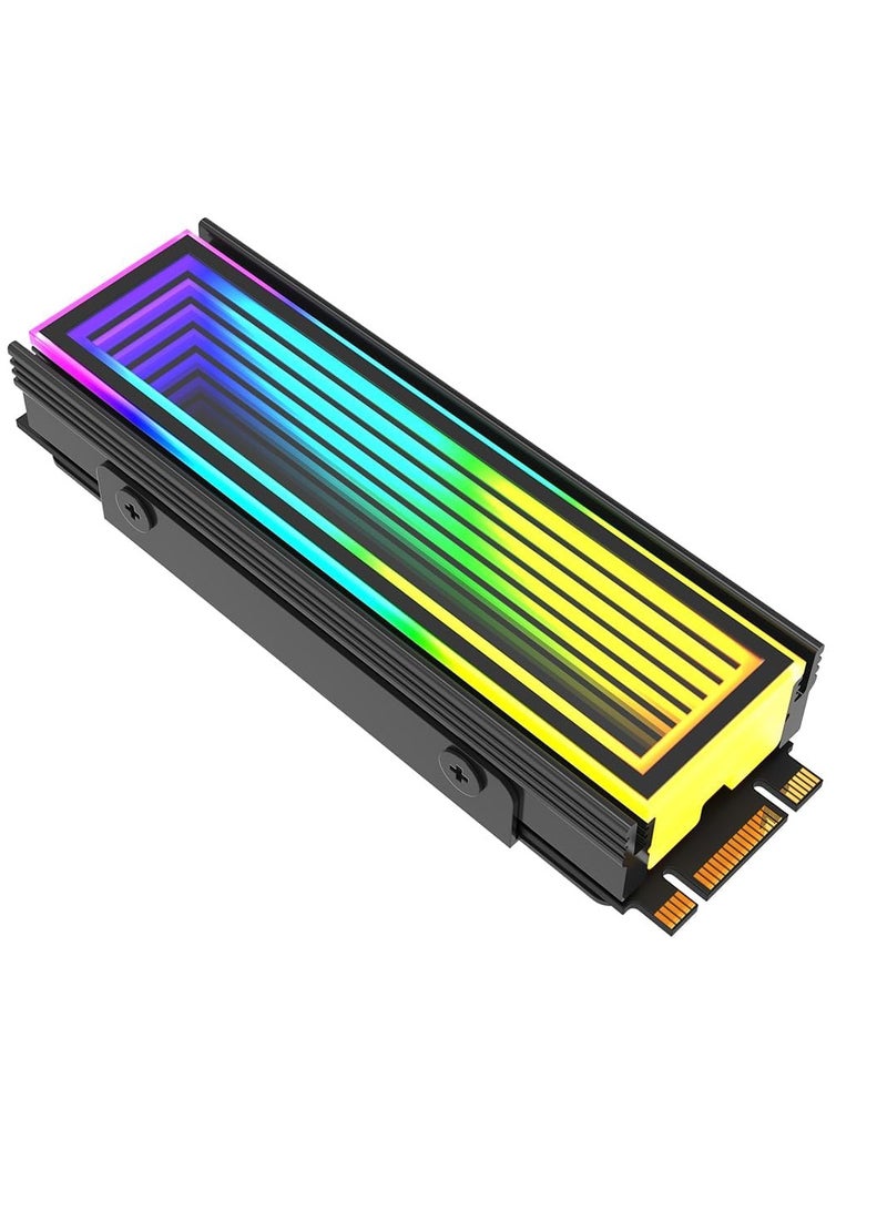 SYOSI ARGB M.2 Heatsink SSD Heat Sink with Thermal Pads, Aluminum 2280 M2 5V 3Pin Addressable RGB Sync NVME Heatsink for M.2 2280 Nvme SSD - Image 1