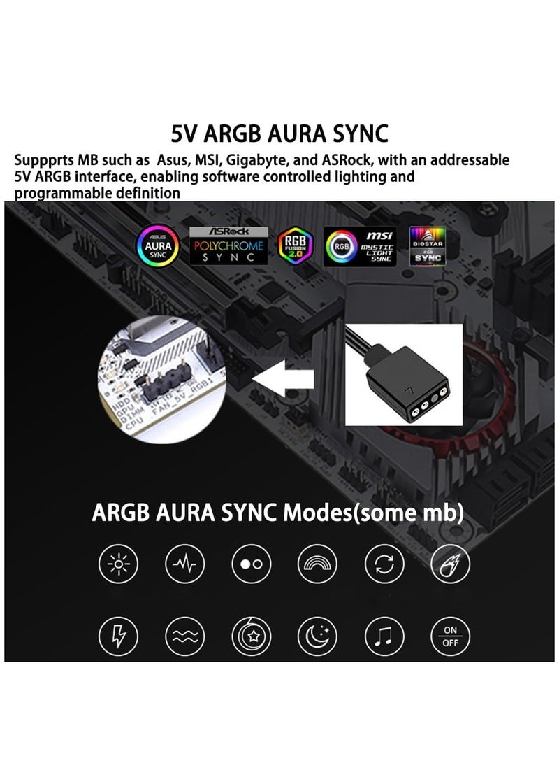 SYOSI ARGB M.2 Heatsink SSD Heat Sink with Thermal Pads, Aluminum 2280 M2 5V 3Pin Addressable RGB Sync NVME Heatsink for M.2 2280 Nvme SSD - Image 5