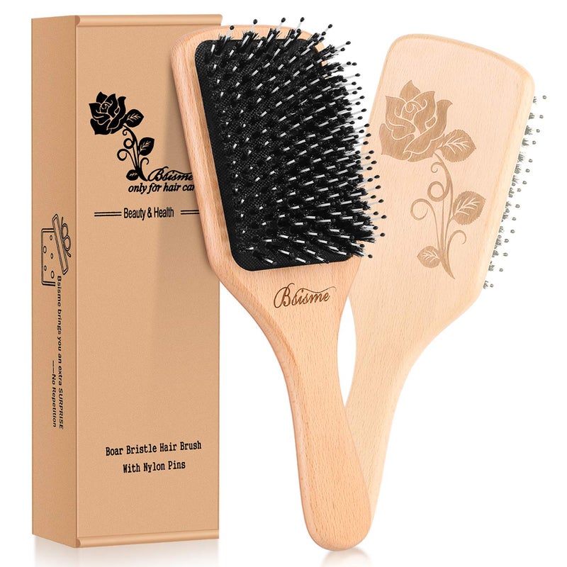 Bsisme Sosoon Boar Bristle HairBrushes for Long,Thick,Thin,Curly&Tangled Hair-Preventing Hair Breakage and Reducing Frizzy, No Tangles - Image 1