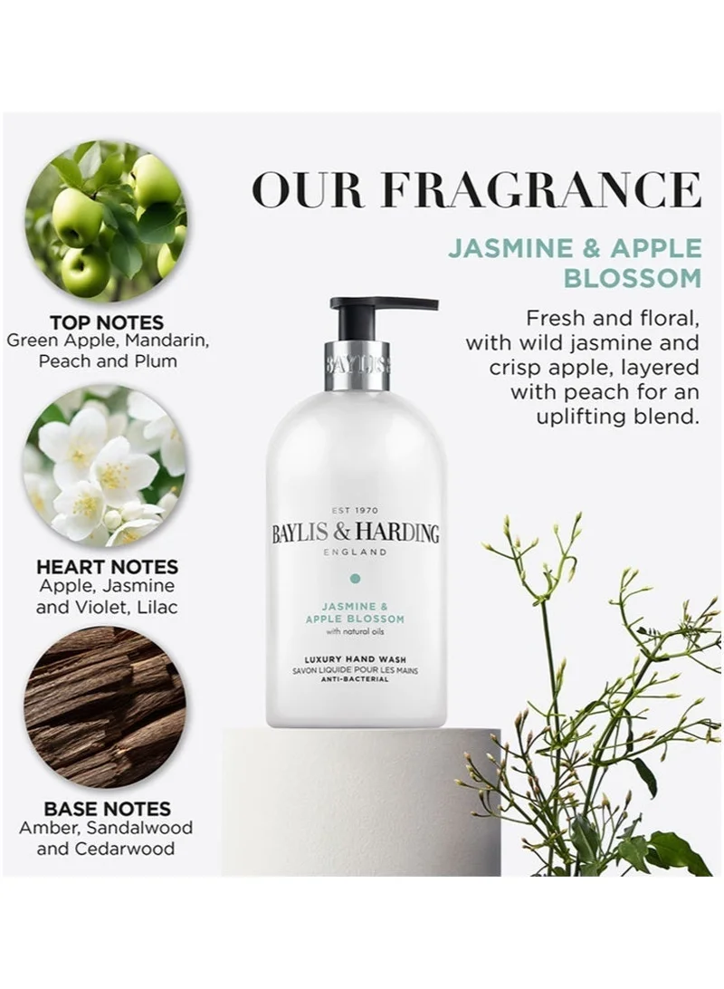 Baylis & Harding Jasmine and Apple Blossom Hand Wash, 500ml | Anti-Bacterial and Moisturizing Liquid Soap for Sensitive Skin | Gentle Floral Scent