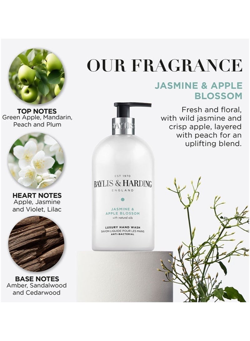 Baylis & Harding Jasmine and Apple Blossom Hand Wash, 500ml | Anti-Bacterial and Moisturizing Liquid Soap for Sensitive Skin | Gentle Floral Scent - Image 2