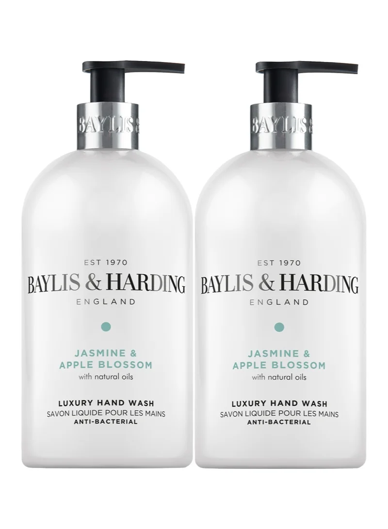 Baylis & Harding Jasmine and Apple Blossom Hand Wash, 500ml (Pack of 2) | Anti-Bacterial and Moisturizing Liquid Soap for Sensitive Skin | Gentle Floral Scent