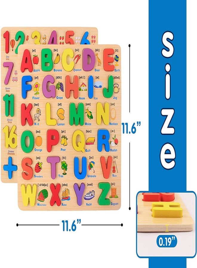 AUTHFORT Toddler Wooden Jigsaw Puzzle 2 in 1 Number Shaped ABC Capital Alphabet Wooden Jigsaw Puzzle Set for Combo Pack of 2 - Image 4