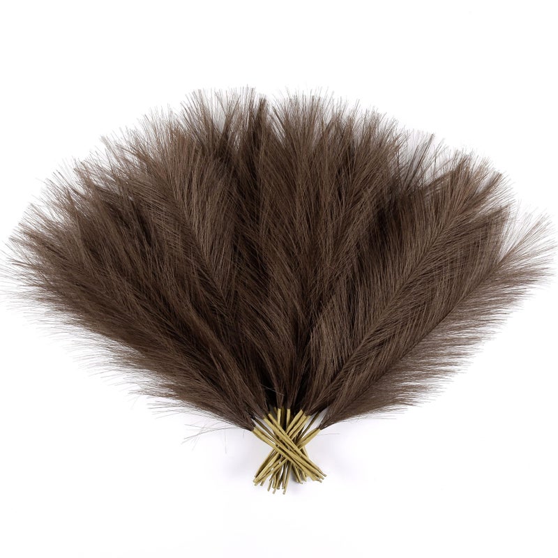 Acfruits Dark Brown Pampas Grass Decor 30 Pcs 17 Faux Pampas Grass Short Decor Pompas Grass Flower Arrangement and Vase Filler for Boho Home Wedding Decoration - Image 2