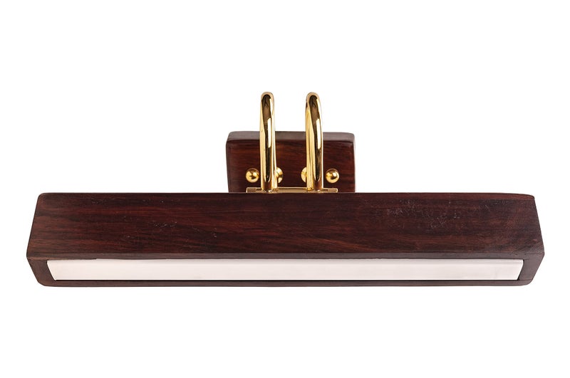 Green House 100% Handmade Sheesham Wood Wall Light/Picture Light/Vanity Light for Mirror, Dressing Table with Adjustable Head, 1 Feet Wide with 9W in-Built Warm White LED/Brass Rivets - Image 2