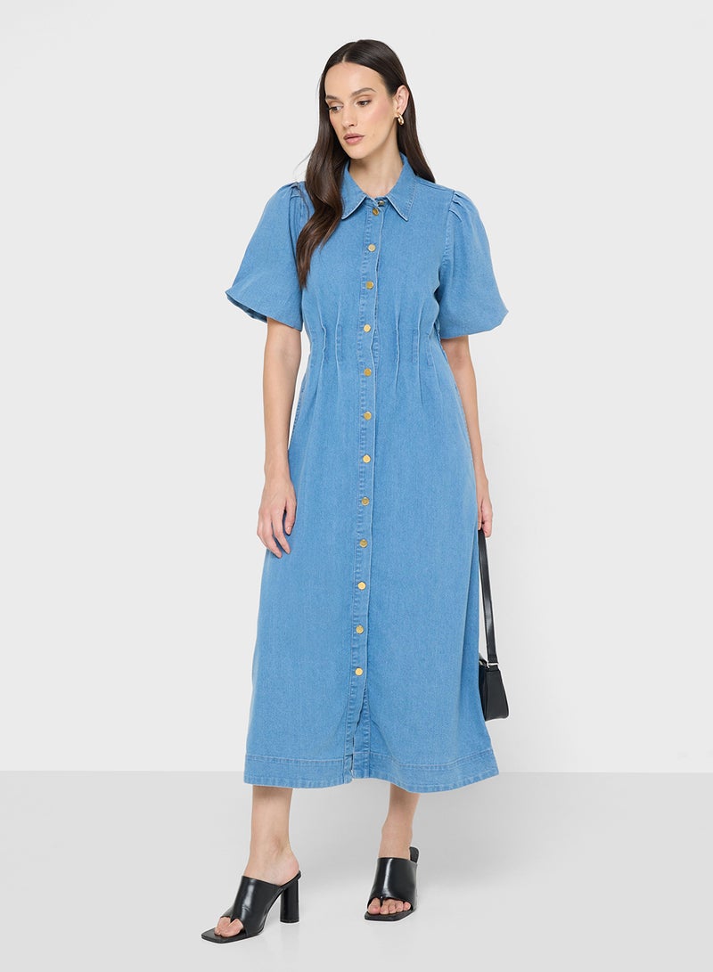 فيرو مودا فستان ماكسي دينم كاسيدي بأزرار - Image 4