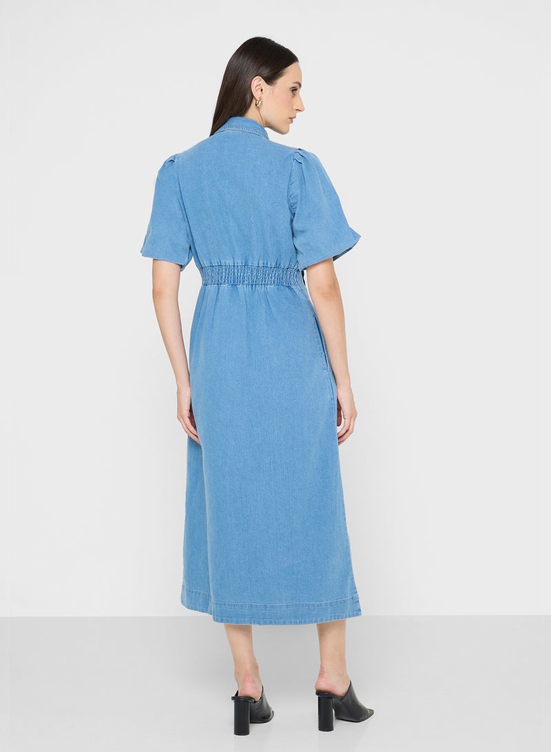 فيرو مودا فستان ماكسي دينم كاسيدي بأزرار - Image 2