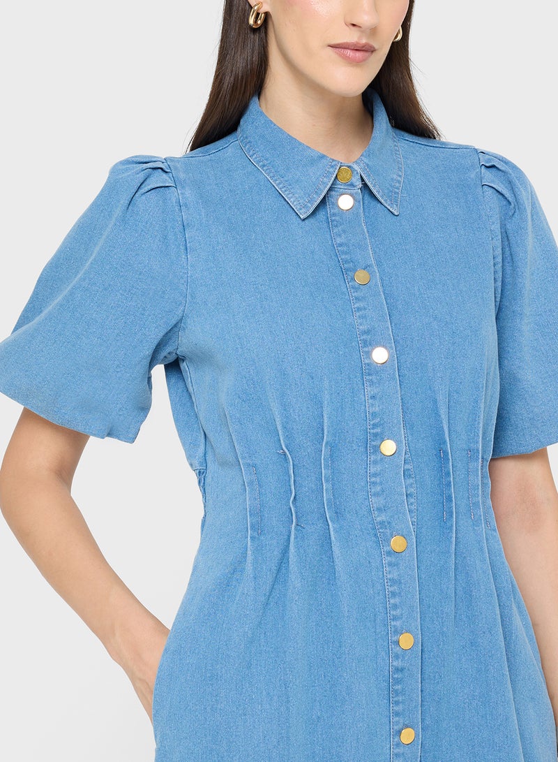 فيرو مودا فستان ماكسي دينم كاسيدي بأزرار - Image 3