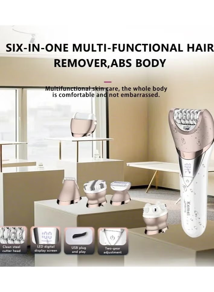 كيمي جهاز إزالة الشعر KM-7115 المقاوم للماء 6 في 1 أبيض - Image 2