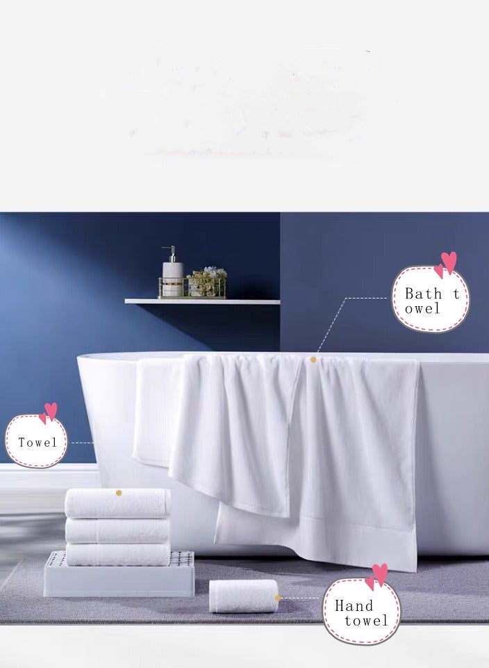 White eight-piece towel set, high quality, quick drying, soft and super absorbent, thick bathroom soft hotel towels, suitable for bathing and spa, the set includes 2 large bath towels (80*150cm) 700g, 2 hand towels (40*80cm) 180g, 4 square towels (33*33cm) 70g - Image 3