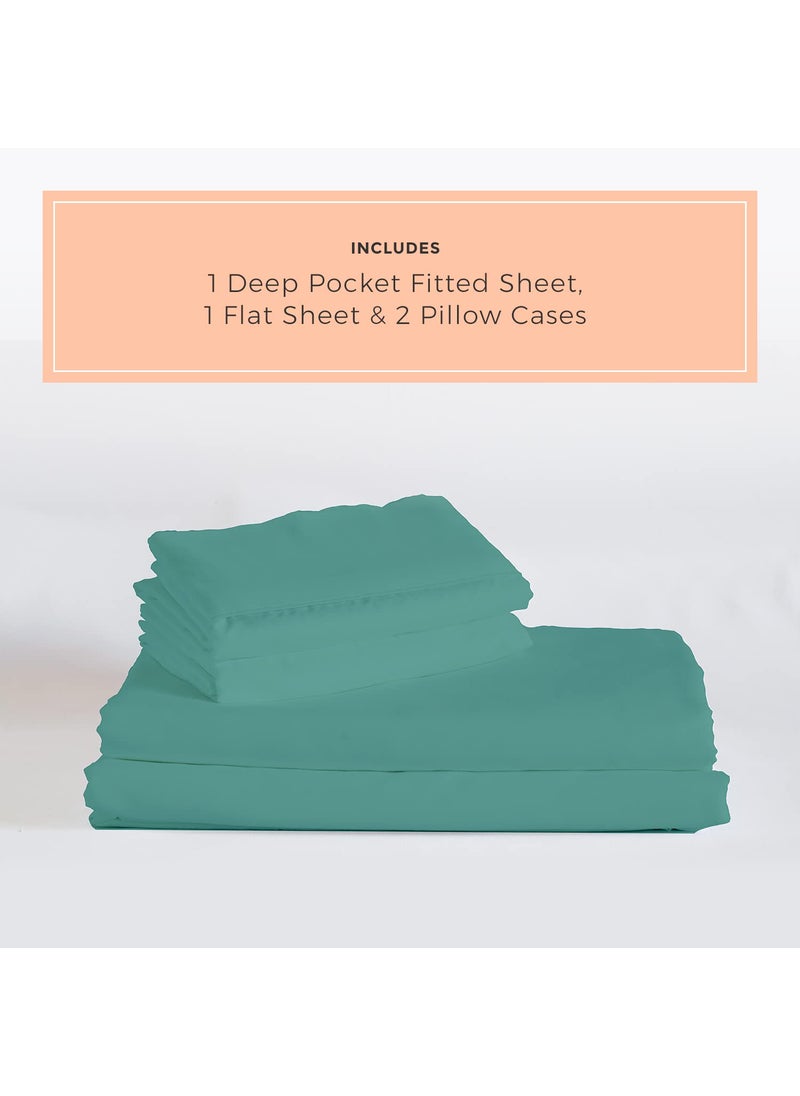 PeachSkinSheets The Real Teal Sheet Set - 1500tc Level of Softness - Extra Soft Cooling Sheets for Hot Sleepers and Night Sweats - Queen Size