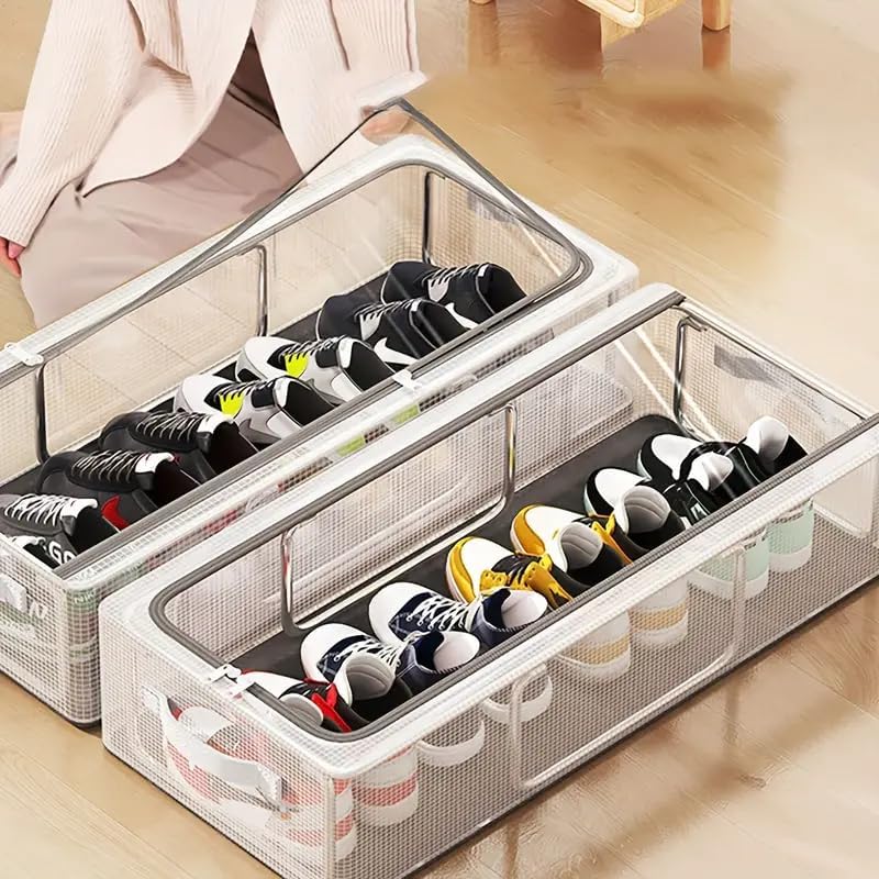 Brikipth Brikipth Shoe Storage Box Shoe Organizer for Closet Clear Plastic Stackable Shoe Boxes Space Saving Foldable Sneaker Shoe Rack Containers Bin Holder