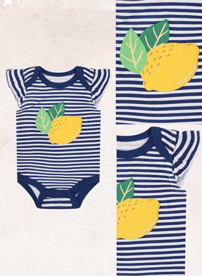 Mothers Choice Pack Of 3 -Lemon Print Ruffle Sleeve Bodysuit - Image 2