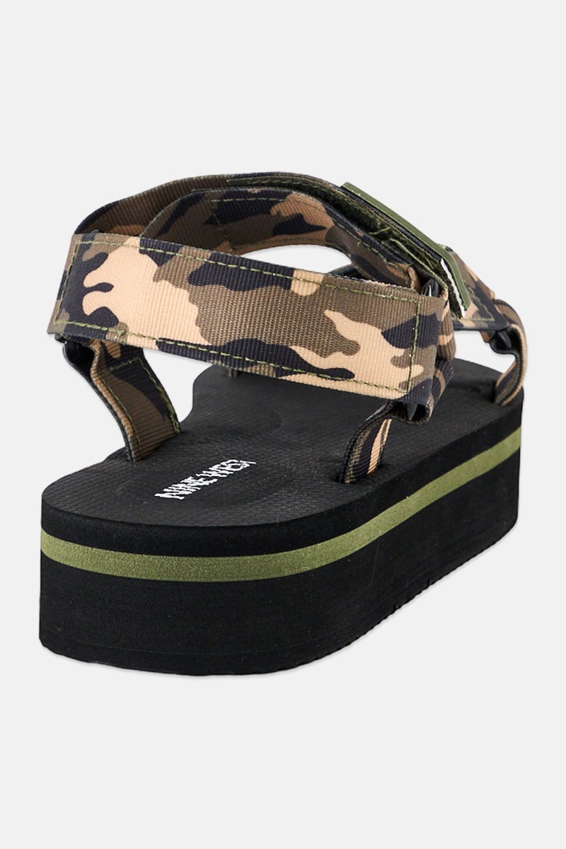 NINE WEST Women Camouflage Velcro Closure Sandals, Multicolor - Image 3
