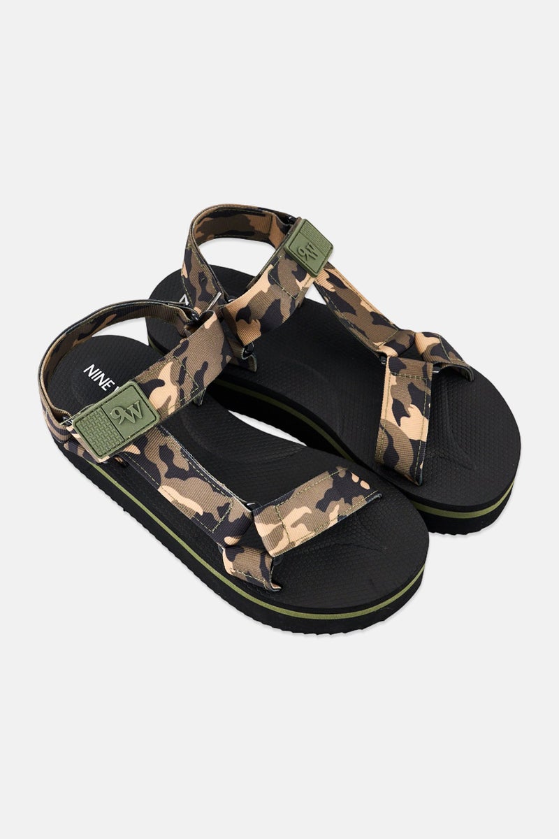 NINE WEST Women Camouflage Velcro Closure Sandals, Multicolor - Image 2