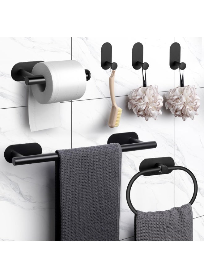 POWER Matte  Bathroom Hardware Set 5 Piece Stainless Steel Towel Rack Set Wall Mounted Towel Bar Toilet Paper Holder Towel Ring Robe Hooks Modern Bathroom Accessories - Image 2