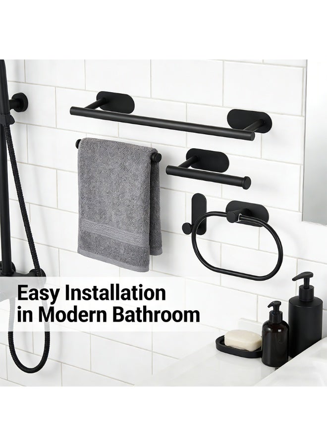 POWER Matte  Bathroom Hardware Set 5 Piece Stainless Steel Towel Rack Set Wall Mounted Towel Bar Toilet Paper Holder Towel Ring Robe Hooks Modern Bathroom Accessories - Image 3