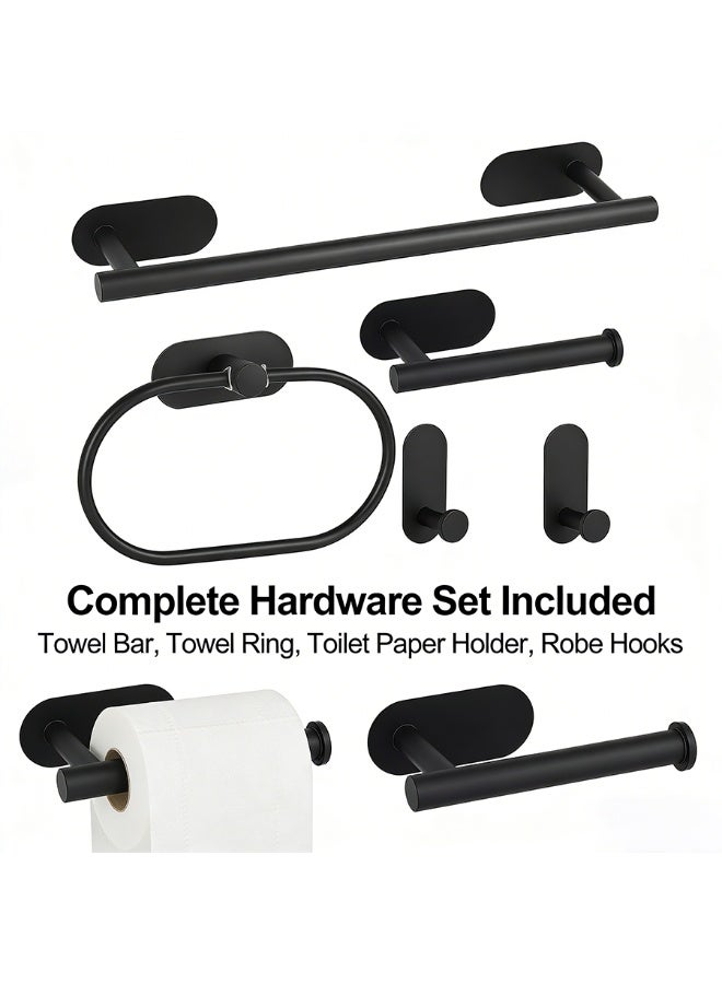 POWER Matte  Bathroom Hardware Set 5 Piece Stainless Steel Towel Rack Set Wall Mounted Towel Bar Toilet Paper Holder Towel Ring Robe Hooks Modern Bathroom Accessories - Image 4