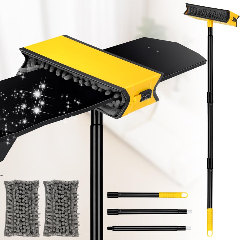 CLDREAM Ceiling Fan Cleaner Duster with Extension Pole, Fan Blade Cleaner Microfiber Cleaning Tool with Reusable Chenille Mop Head for High Ceiling Fan Blade Blinds Cobweb - Image 1