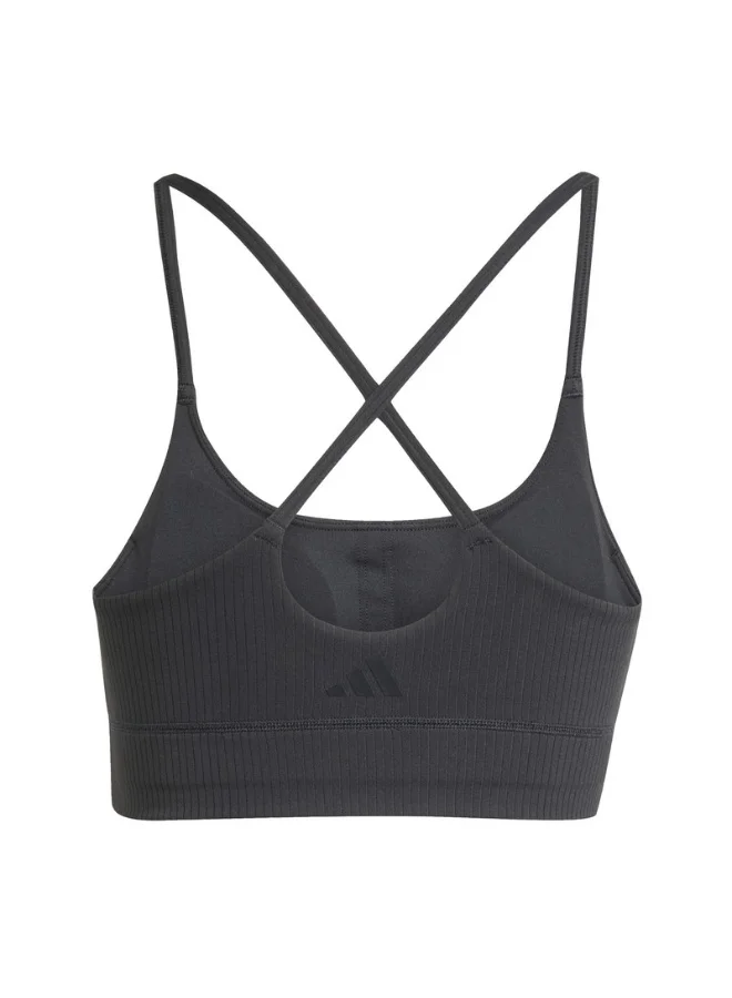 adidas Adidas All Me Rib Ls Black Workout Bra - Light Support Bra For Women