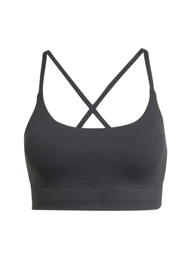 adidas Adidas All Me Rib Ls Black Workout Bra - Light Support Bra For Women