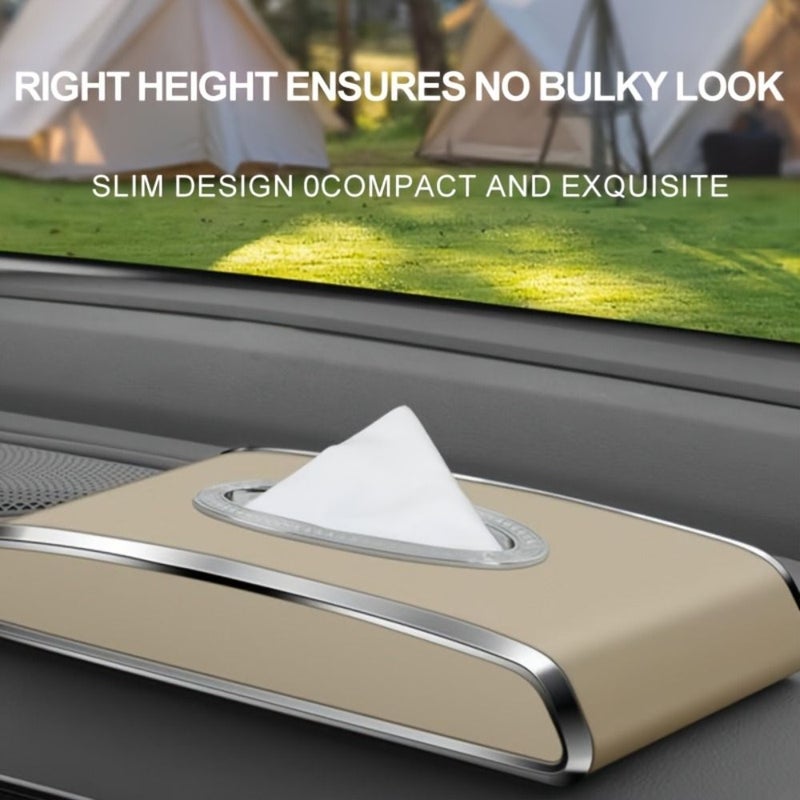 Automobile Tissue Holder Armrest Storage Box Beige Compatible With Sun Visor And Central Console Convenient Paper Towel Organizer Functional Storage Solution Easily Accessible Gift Idea - Image 5