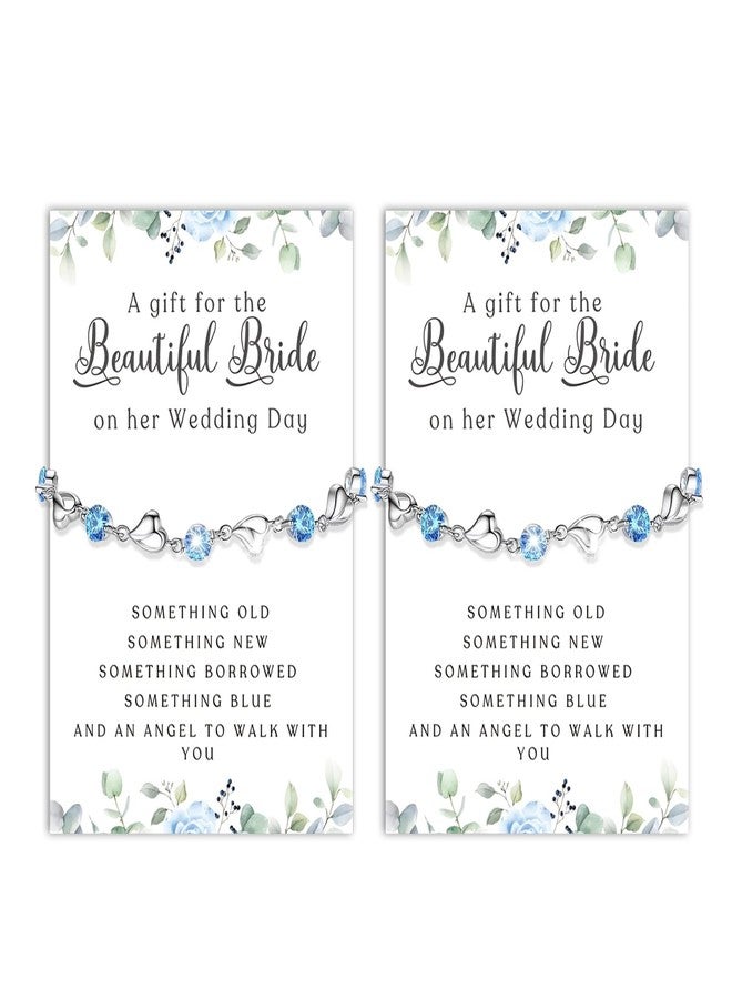 Hoheng Something Blue Gift for Bride Bridal Shower Gifts for Bride to be White Blue Beaded Bracelets for Wife with Meaningful Card Wedding Jewelry Gifts - Image 1
