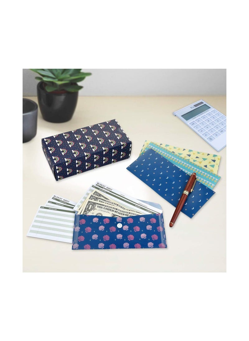 SYOSI - Plastic Envelopes, 32 PCS Cash Envelope System, 15 Pack Waterproof Reusable Plastic Budget Envelopes, 15 PCS Expense Tracking Budget Sheets and 24 Bill Planner Stickers (Rainbow) - Image 1