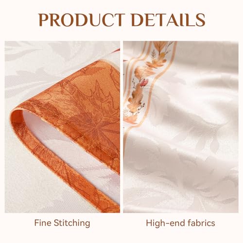 Softalker Fall Jacquard Rectangle Tablecloth, Thanksgiving Pumpkins Waterproof Table Cloth, Autumn Harvest Washable Table Cover for Holiday, Dining, Party Decor, 60 x 84 Inch - Image 4