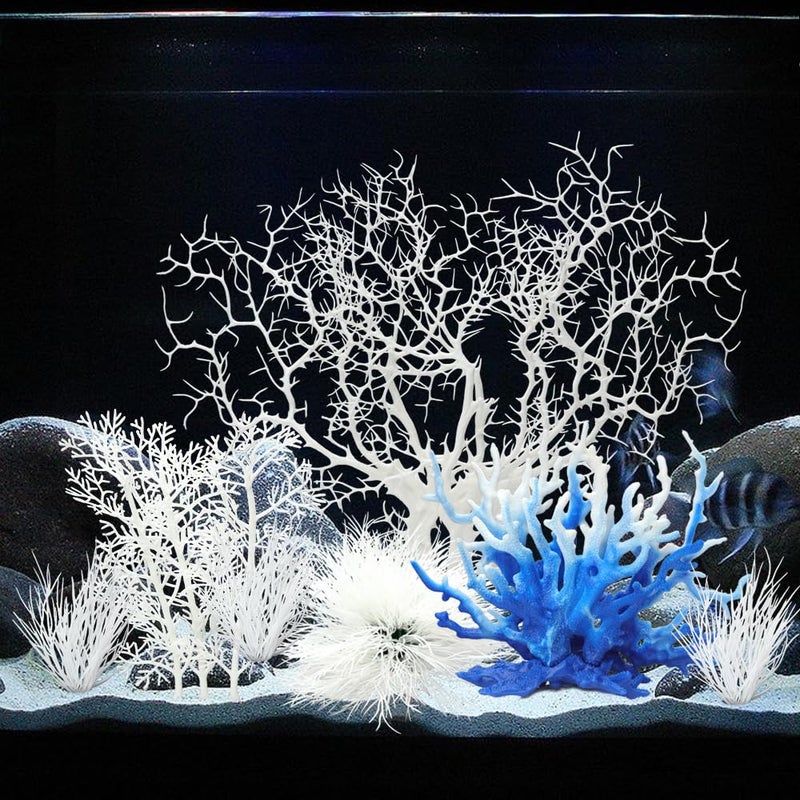 BEGONDIS 8 Pack Artificial Coral Ornament Aquarium Plasitc Water Plants for Fish Tank Decorations - Image 2
