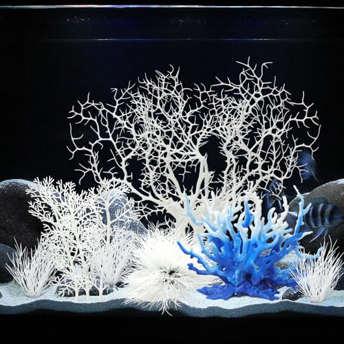 BEGONDIS 8 Pack Artificial Coral Ornament Aquarium Plasitc Water Plants for Fish Tank Decorations - Image 1