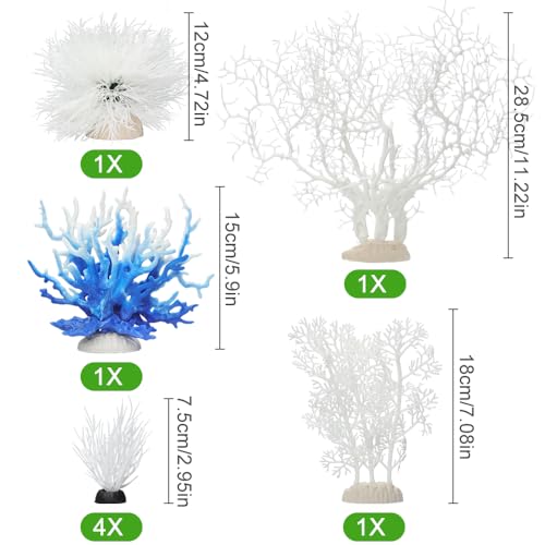 BEGONDIS 8 Pack Artificial Coral Ornament Aquarium Plasitc Water Plants for Fish Tank Decorations - Image 3
