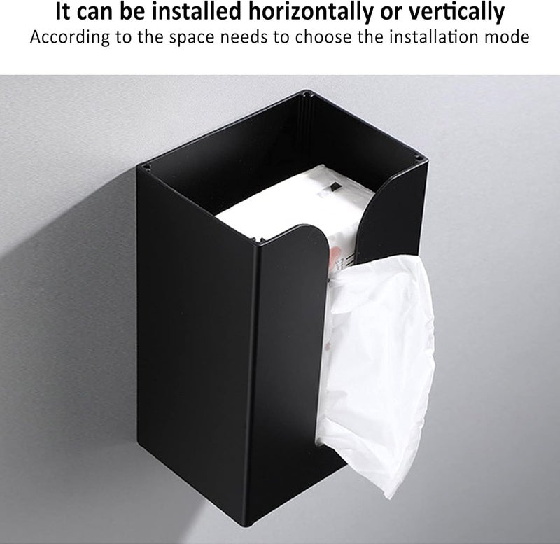Junlucki Tissue Box Stand, Space Aluminum Tissue Box Holder Stand Black Toilet Paper Rack Wall Mounted Tissue Dispenser Holders for Bathroom - Image 5