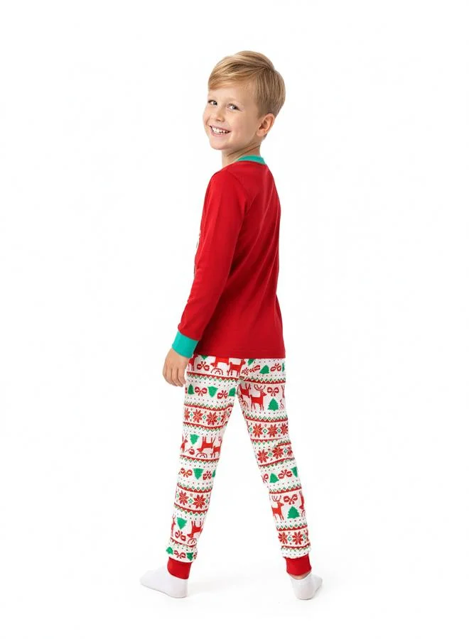 babyqlo Unisex Red Snowman Glow Christmas Pajama Set
