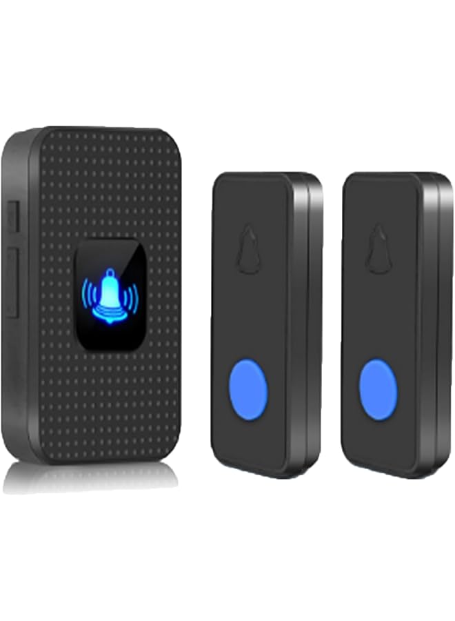 promass Wireless Doorbell, Battery Operated Doorbell, Easy installation Portable Waterproof Door Bell kit with 1000 Feet Long Range, 55 Chimes Adjustable Volume, 2 Buttons 1 Receiver, Black - Image 1