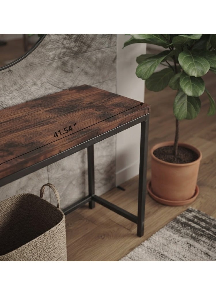 Modern Industrial Console Table with Rustic Wood Top & Metal Frame - Image 3