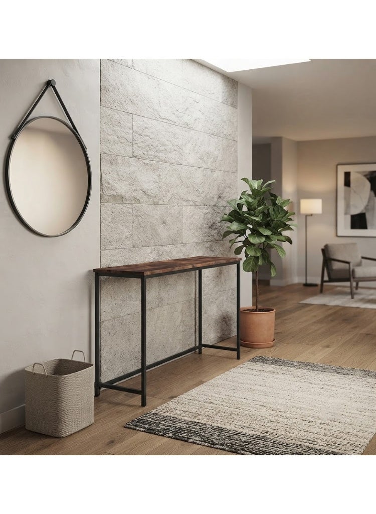 Modern Industrial Console Table with Rustic Wood Top & Metal Frame - Image 2