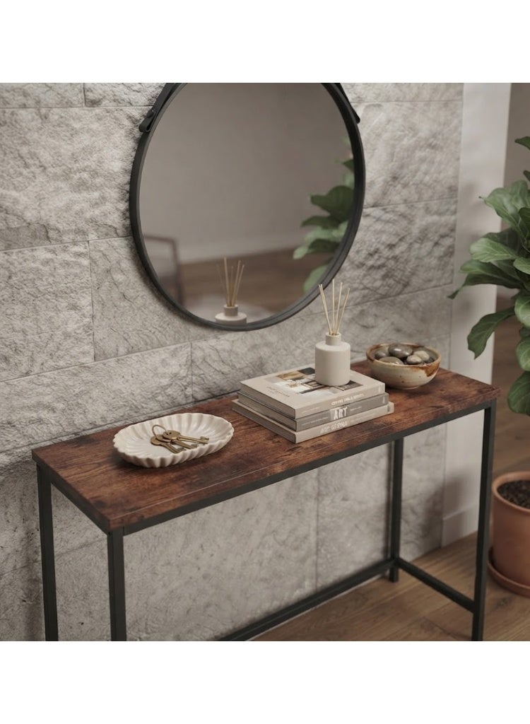 Modern Industrial Console Table with Rustic Wood Top & Metal Frame - Image 1