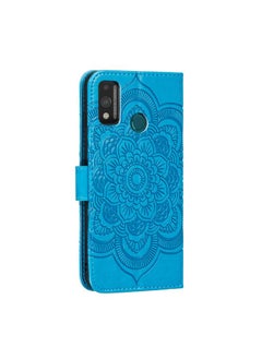 جرين تايجر جراب لهاتف Huawei Honor 9X Lite بنقش ماندالا من الجلد الصناعي مع حامل وفتحات للبطاقات ومحفظة وحبل تعليق  - Image 3