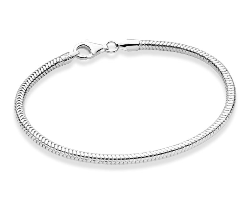 Miabella Italian 925 Sterling Silver Solid 3mm Snake Chain Bracelet for Women Men, Made in Italy(Length 6.5 Inches (XX-Small)) - Image 1