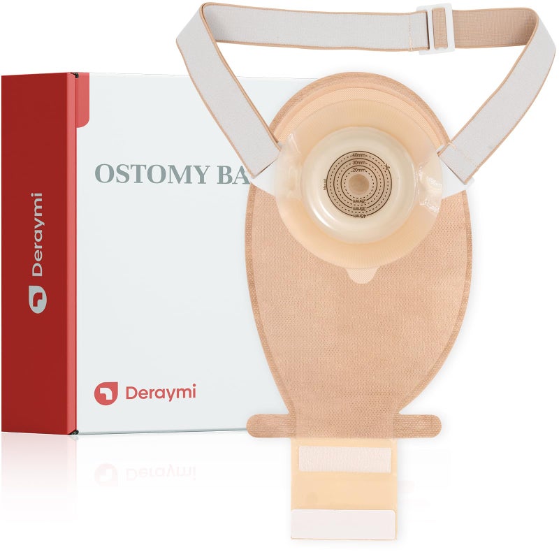 DERAYMI DERAYMI 10 Pack Convex Colostomy Bags with A Belt One Piece Ostomy Bag Drainable Pouches Ostomy Supplies for Uneven Wrinkled Skin Irregular Stoma CuttoFit 2045mm
