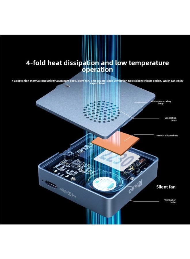USB4 Mobile Hard Disk Box M2 Solid State 2230NVME Protocol External Mobile Phone Notebook SSD Compatible Thunder 3/4-Color:Usb4 Hard Drive Enclosure Compatible With Thunderbolt 3 Silent Fan - Image 5