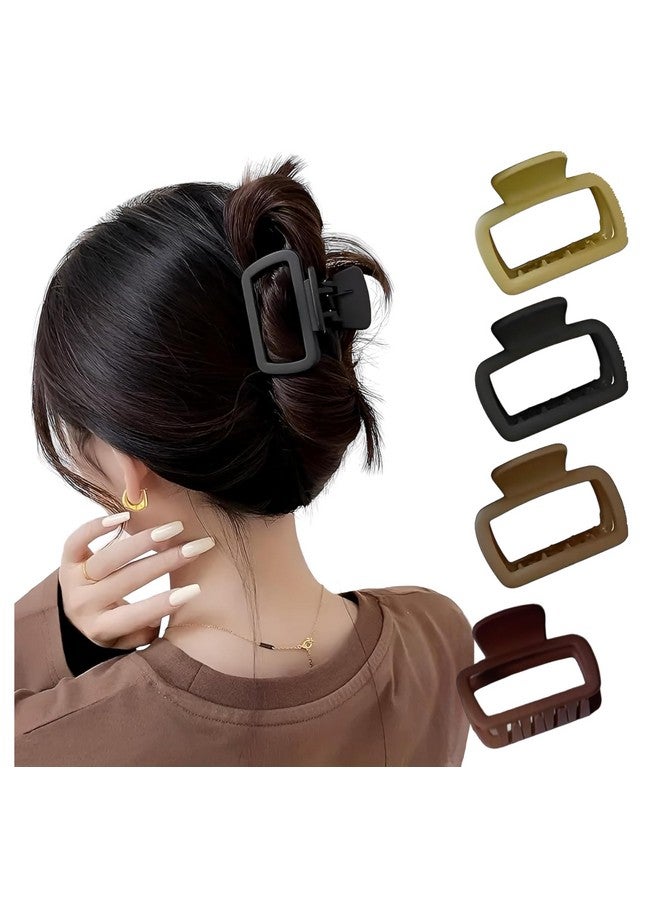 PACTIV 4-Pack Vintage & Minimalist Square Hair Claw Clips - Hollow Design, Solid Color, Perfect For Thin To Medium Hair, Multicolor - Image 1