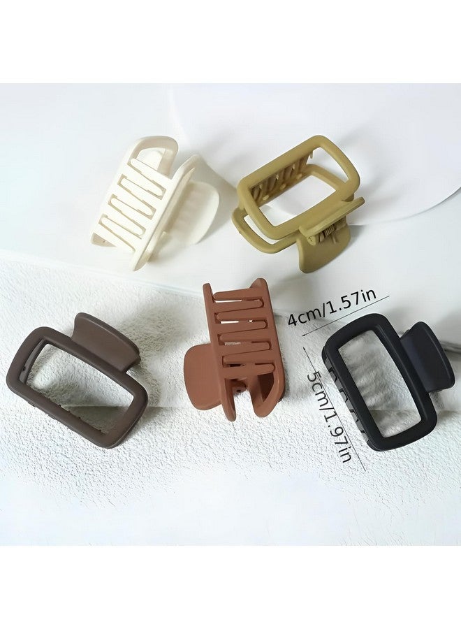 PACTIV 4-Pack Vintage & Minimalist Square Hair Claw Clips - Hollow Design, Solid Color, Perfect For Thin To Medium Hair, Multicolor - Image 2